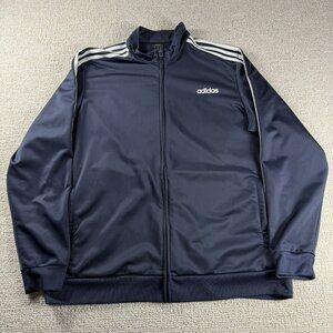 Adidas Essentials 3 Stripe Tricot Track Jacket White Blue Men’s Size 2XL